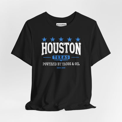 Houston, Texas: Powered By Tacos & Oil - T-Shirt