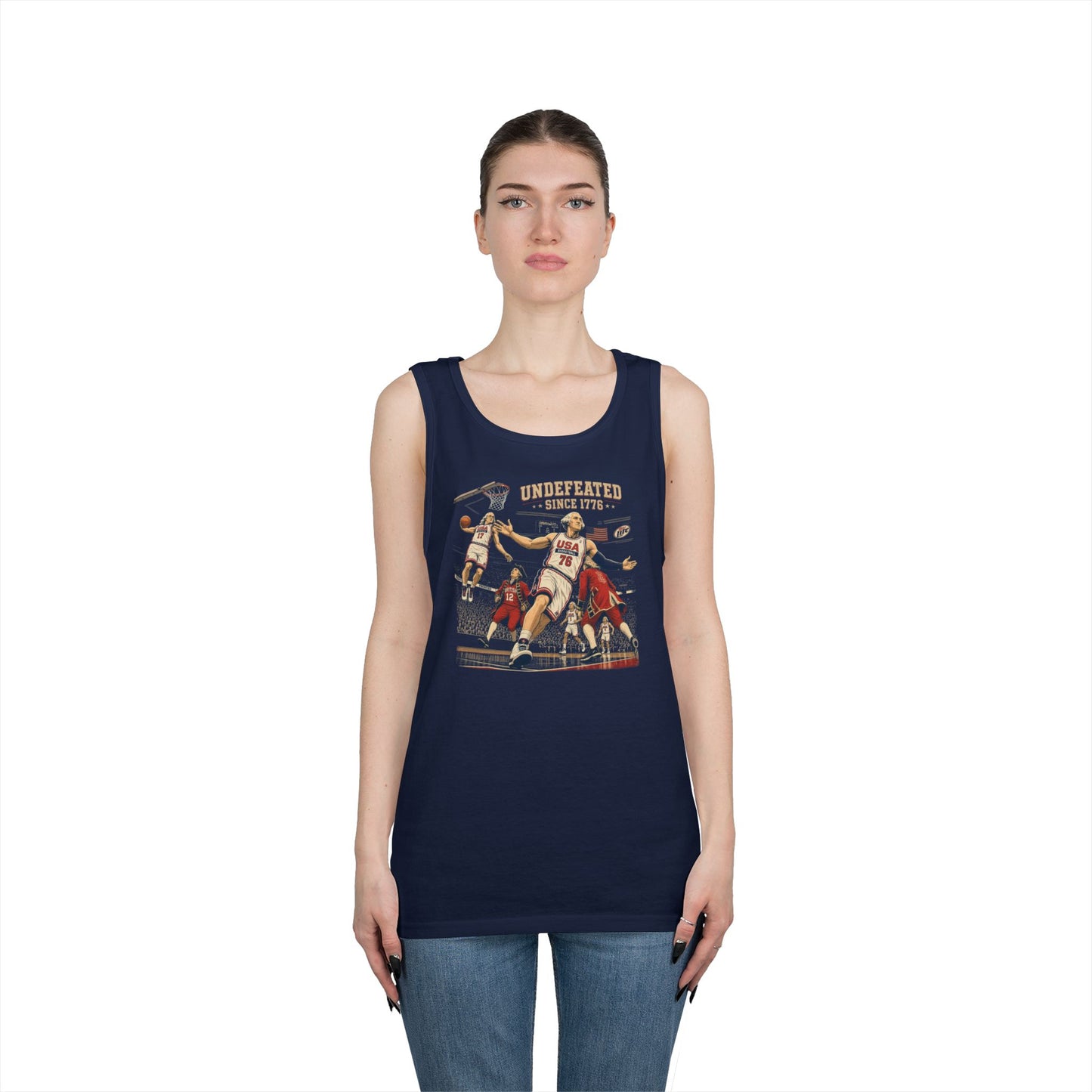 Undefeated America -- Tank Top, Gildan Heavy Cotton