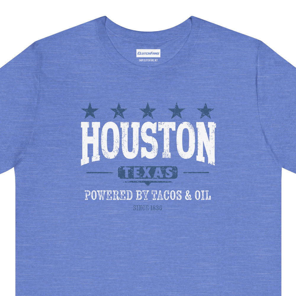 Houston, Texas: Powered By Tacos & Oil - T-Shirt