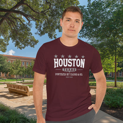 Houston, Texas: Powered By Tacos & Oil - T-Shirt