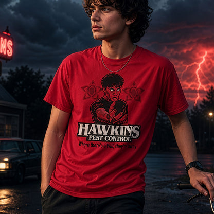 Hawkins Pest Control Shirt - Funny Stranger Things Movie Shirt, Retro 80s Sci-Fi Horror, Upside Down Shirt