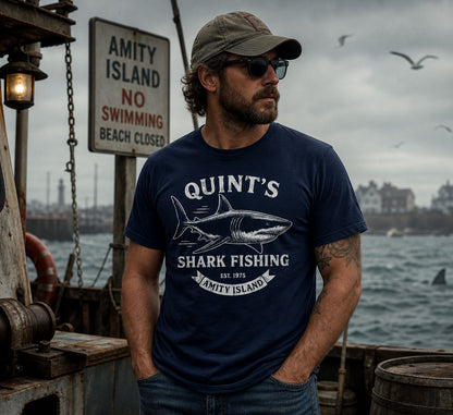Quint's Shark Fishing Tours - Jaws Amity Island 1975 Unisex Tee, Fishing Shirt