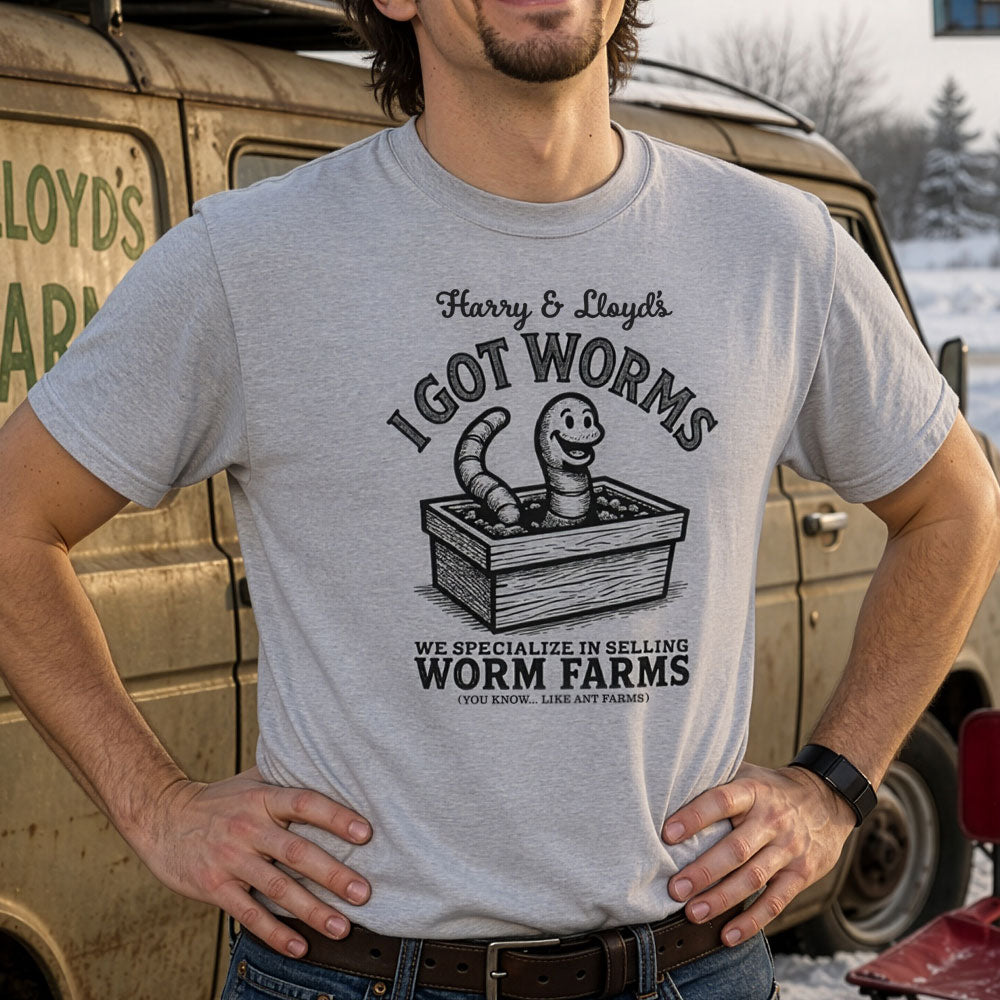 I Got Worms shirt - Funny Dumb and Dumber T-shirt, Comedy Graphic Tee, Vintage Pop Culture