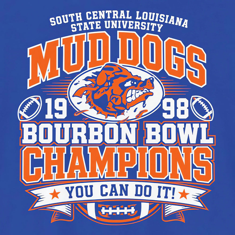 SCLSU Mud Dogs Bourbon Bowl Champions T-Shirt | The Waterboy Movie Parody Tee