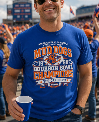SCLSU Mud Dogs Bourbon Bowl Champions T-Shirt | The Waterboy Movie Parody Tee