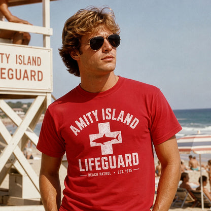 Jaws Amity Island Lifeguard shirt - JAWS Inspired T-Shirt, Vintage Beach Movie Tee
