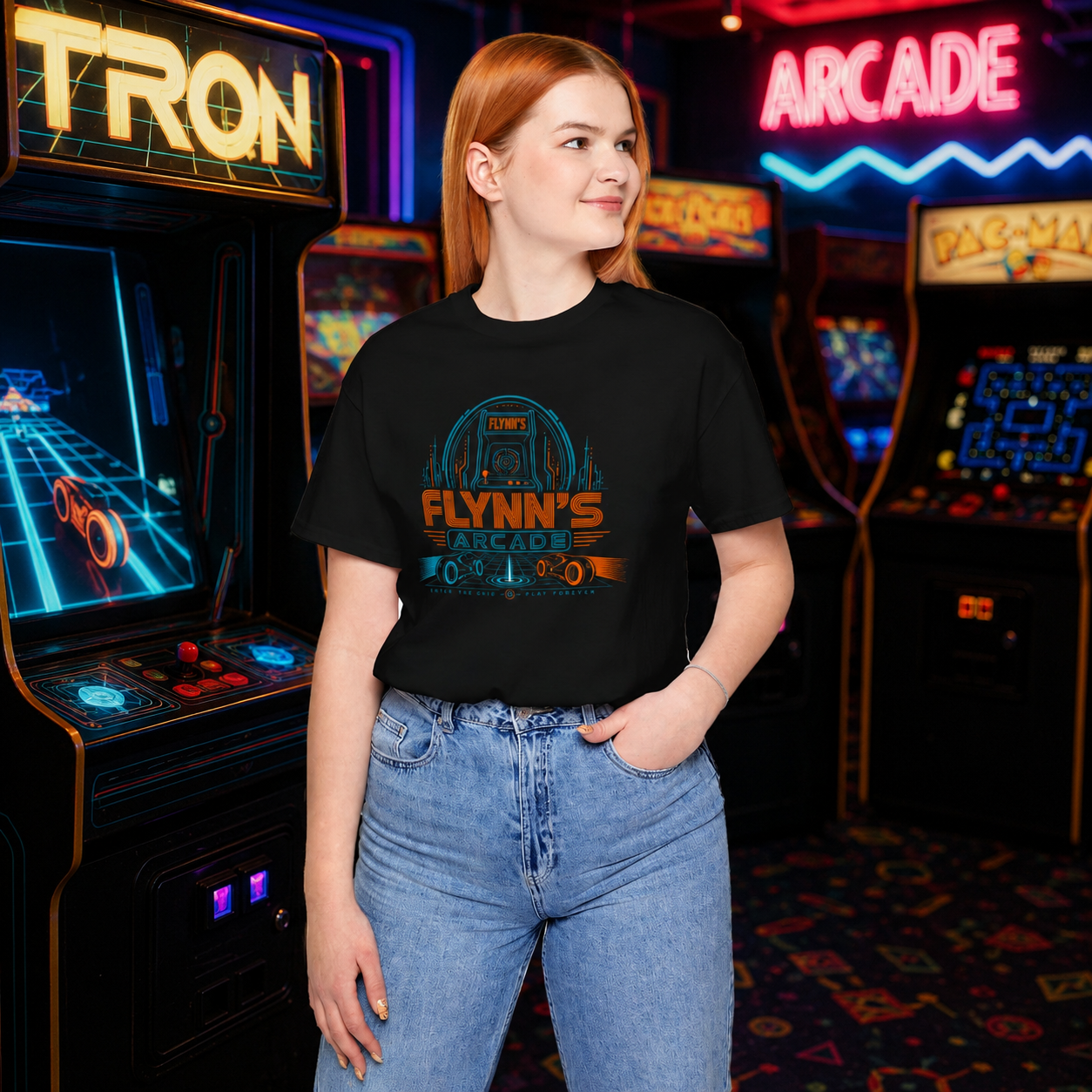 FLYNN'S ARCADE Shirt - TRON Inspired Tee, Retro Arcade 80s Gamers tshirt