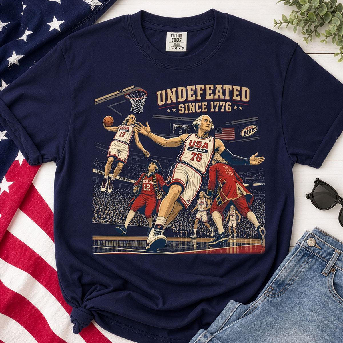 USA Undefeated 1776 Basketball Shirt - Comfort Colors® Funny 4th Of July Shirt