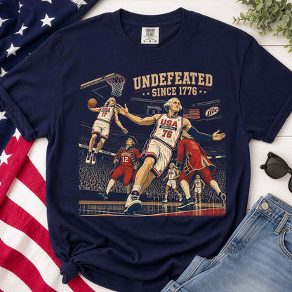 USA Undefeated 1776 Basketball Shirt - Comfort Colors® Funny 4th Of July Shirt