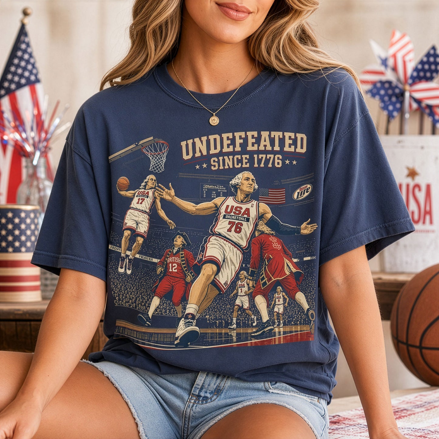 USA Undefeated 1776 Basketball Shirt - Comfort Colors® Funny 4th Of July Shirt